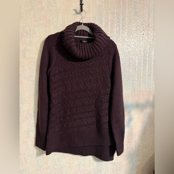 Simply Vera Vera Wang Sweaters - Simply Vera Vera Wang Deep Purple Sparkle Cowl Neck Sweater, Cozy, Warm, Sz Sm
